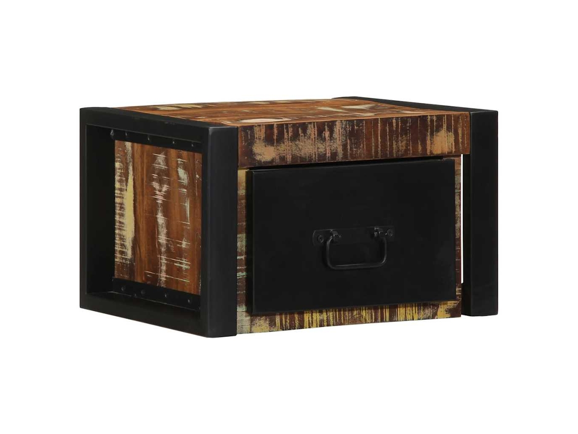 Vidaxl Mesa De Cabeceira Multicor 40x35x25cm Madeira Maciça Recuperada