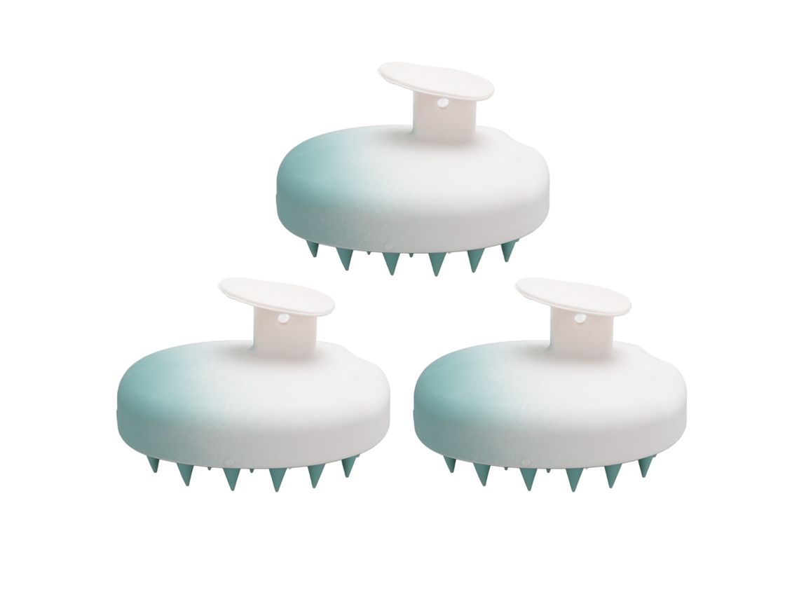 3pcs Escova De Massagem Para Cabelo E Couro Cabeludo Com Design Gradiente Verde Limpeza Profunda Escova De Shampoo