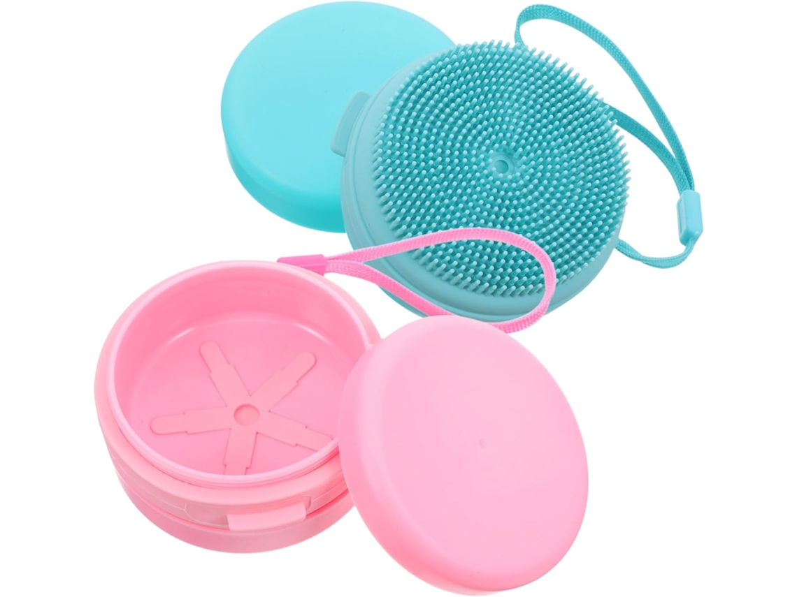 Conjunto De 2 Escovas Silicone Para Banho, Ideais Para Esfoliar E Limpar Os Cabelos, Com Capa Protetora Prática Para Uso