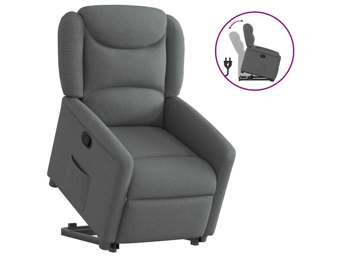 Vidaxl Poltrona Reclinável Elevatória Tecido Cinzento-escuro
