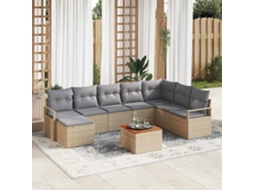 Vidaxl Conjunto De Sofá De Jardim 8 Unid. Bege Vime Pe