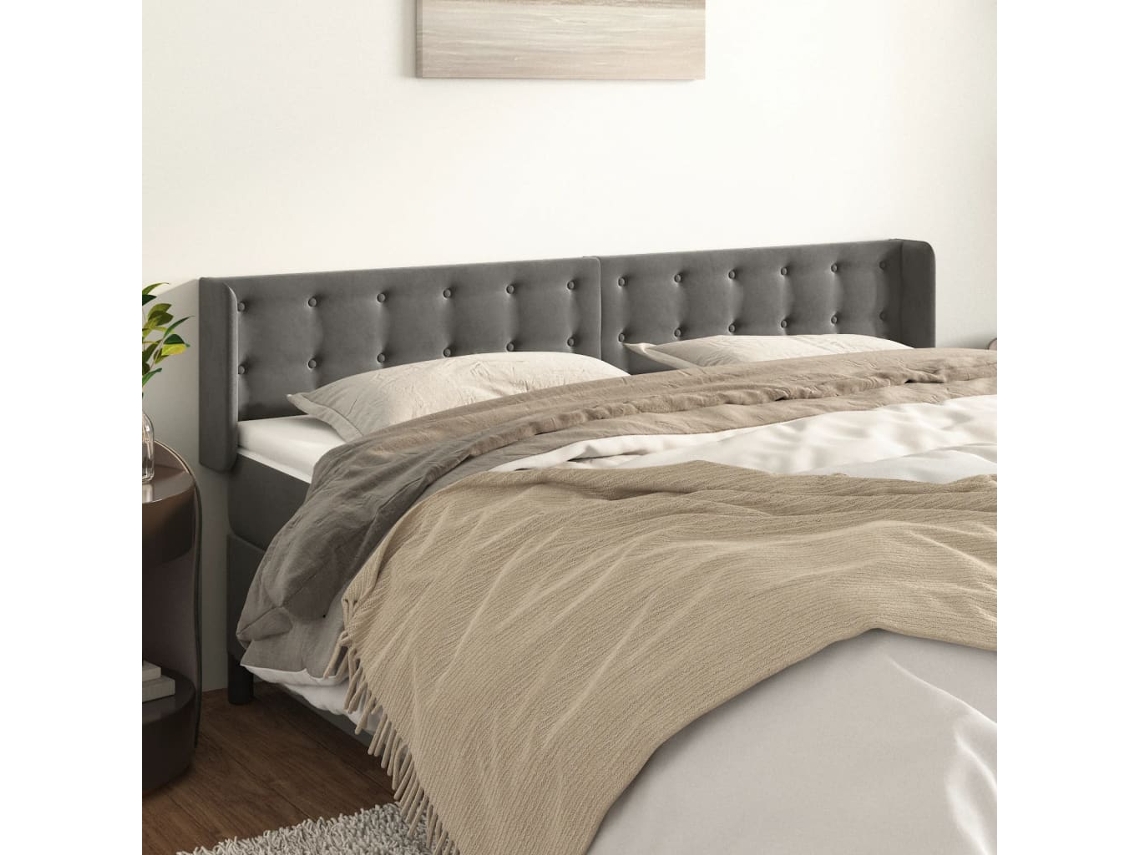 Cabecero con Alas de Terciopelo 203x16x78/88cm Gris Oscuro