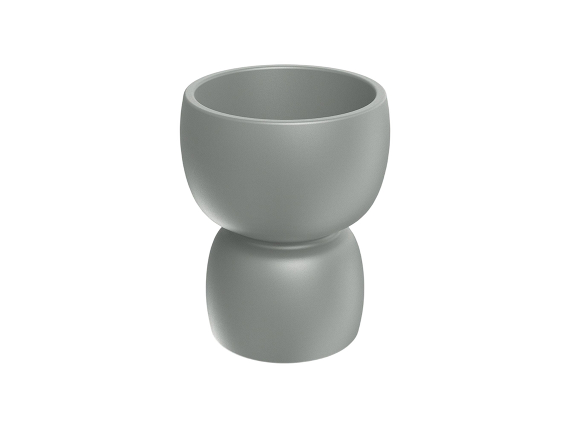 Vaso De Flores Redondo Rotomoldado Duala, Cinza Cimento Ø40x48