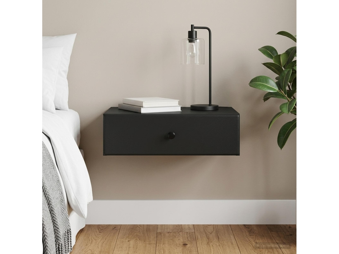 Vidaxl Mesa Lateral De Parede Preto 59 X 34,5 X 17 Cm