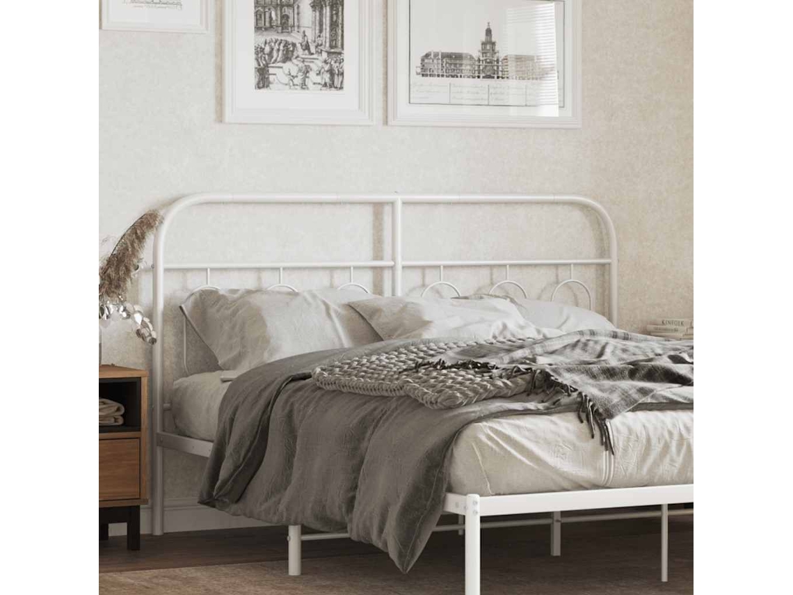 Vidaxl Cabeceira De Substituição 150 Cm Metal Branco