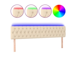 Cabeceira com luzes LED em tecido cor creme MAISON EXCLUSIVE (200x7x78 cm)