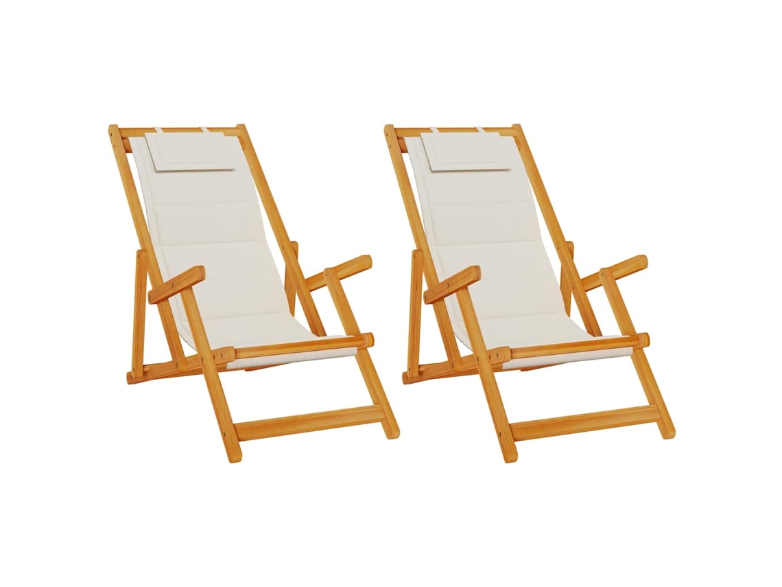 Maison Exclusive - Cadeira De Praia 2 Pcs Castanho Madeira Sólida De Acácia