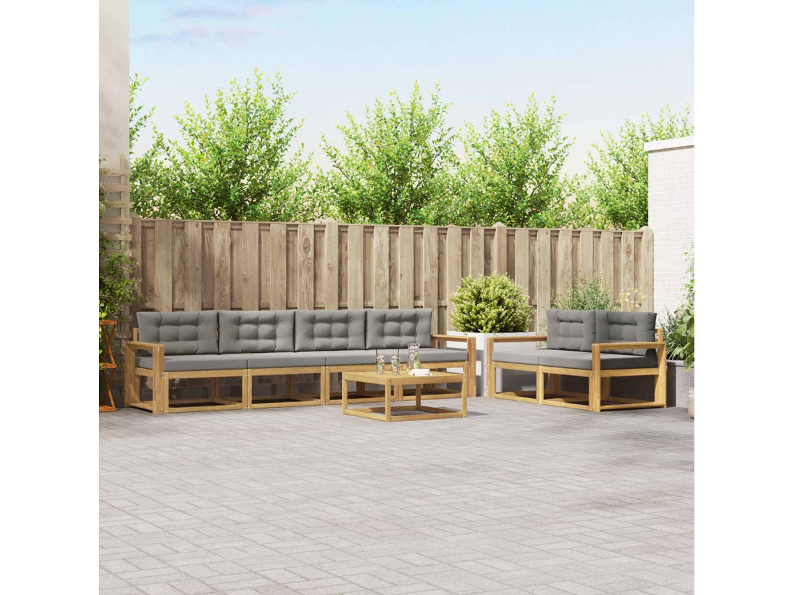 Vidaxl Conjunto De Sofás Para Exterior 6 Unid. Branco E Cinzento-claro
