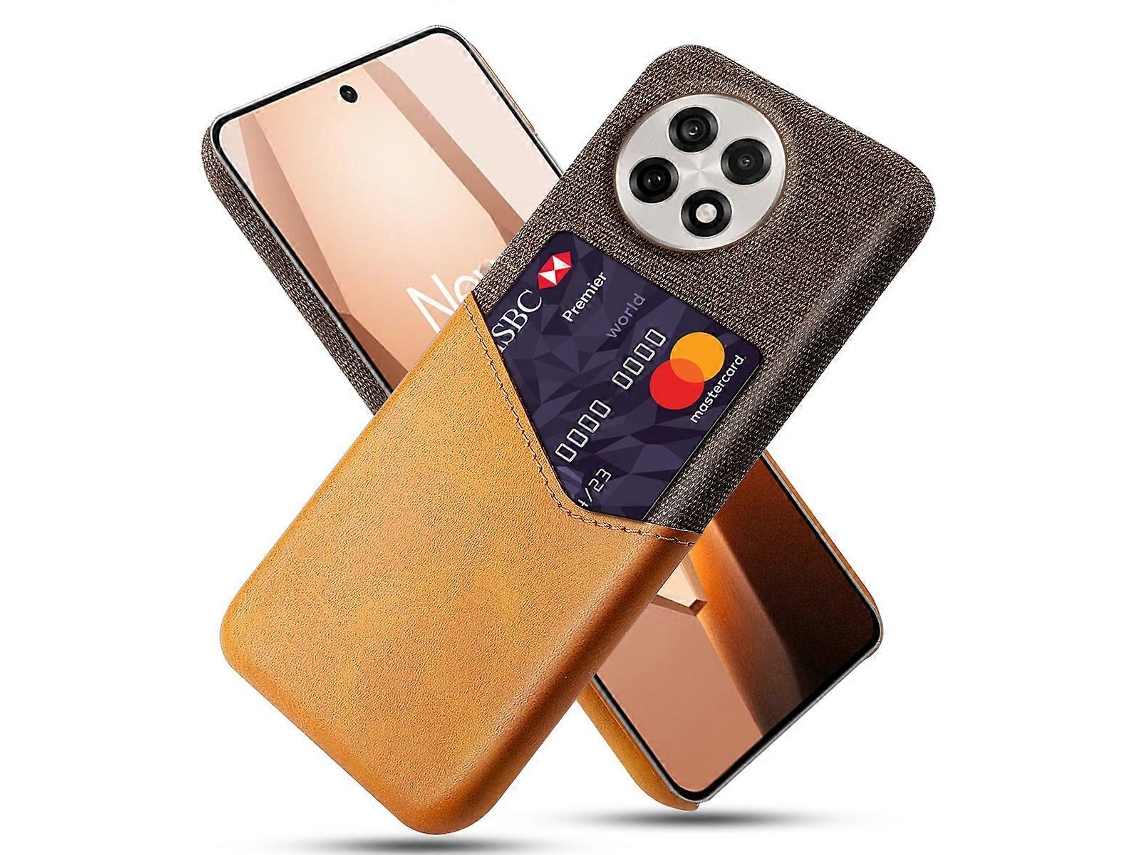 Capa De Celular Tkdaddy Para Oneplus 13r 5g / Ace 5 5g / Ace 5 Pro 5g, Couro Sintético, Textura De Tecido, Capa Rígida De Pc Com Porta-cartões, Laranj