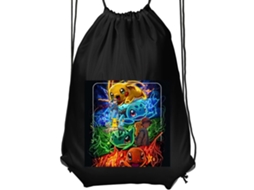 Mochila De Ginástica Infantil| Confortável E Prática, Preta, Com Estampa Divertida De Personagens Monstros Populares E Um Toque Colorido Anime
