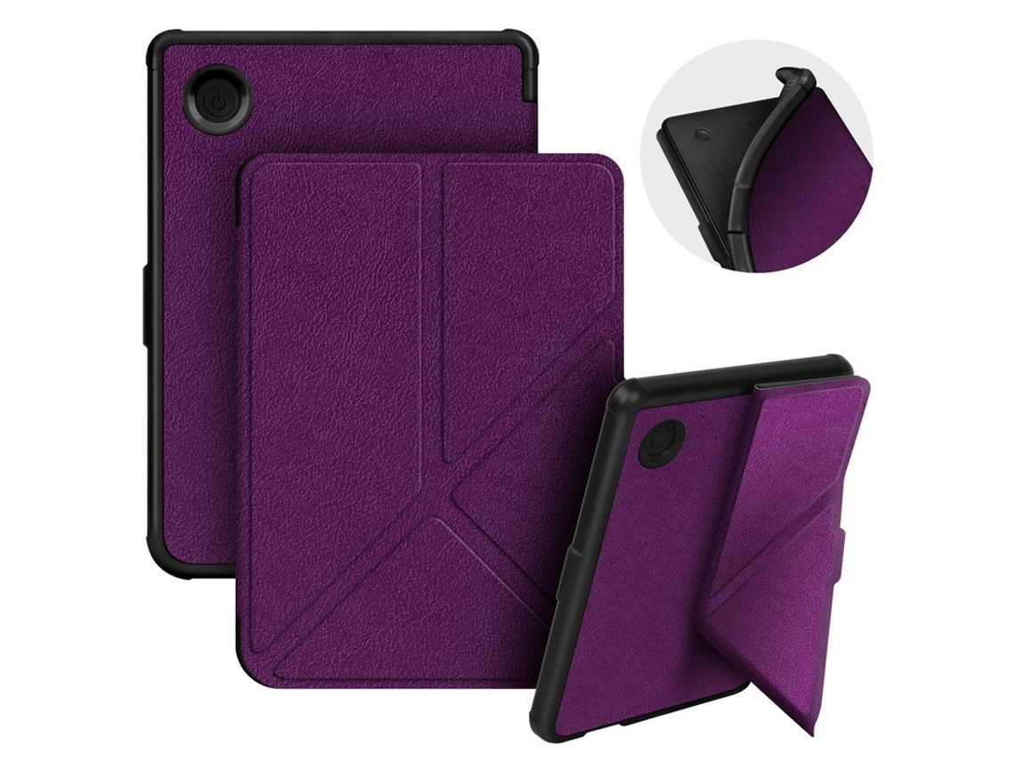 Capa Protetora Para E-reader Compatível Com Kobo Clara Color Leitor Eletrónico (6 Polegadas) Com Suporte Dobrável Em Couro, Roxo Elysve