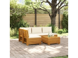 Vidaxl Conjunto De Sofás Para Exterior Com Almofada 5 Peça Castanho