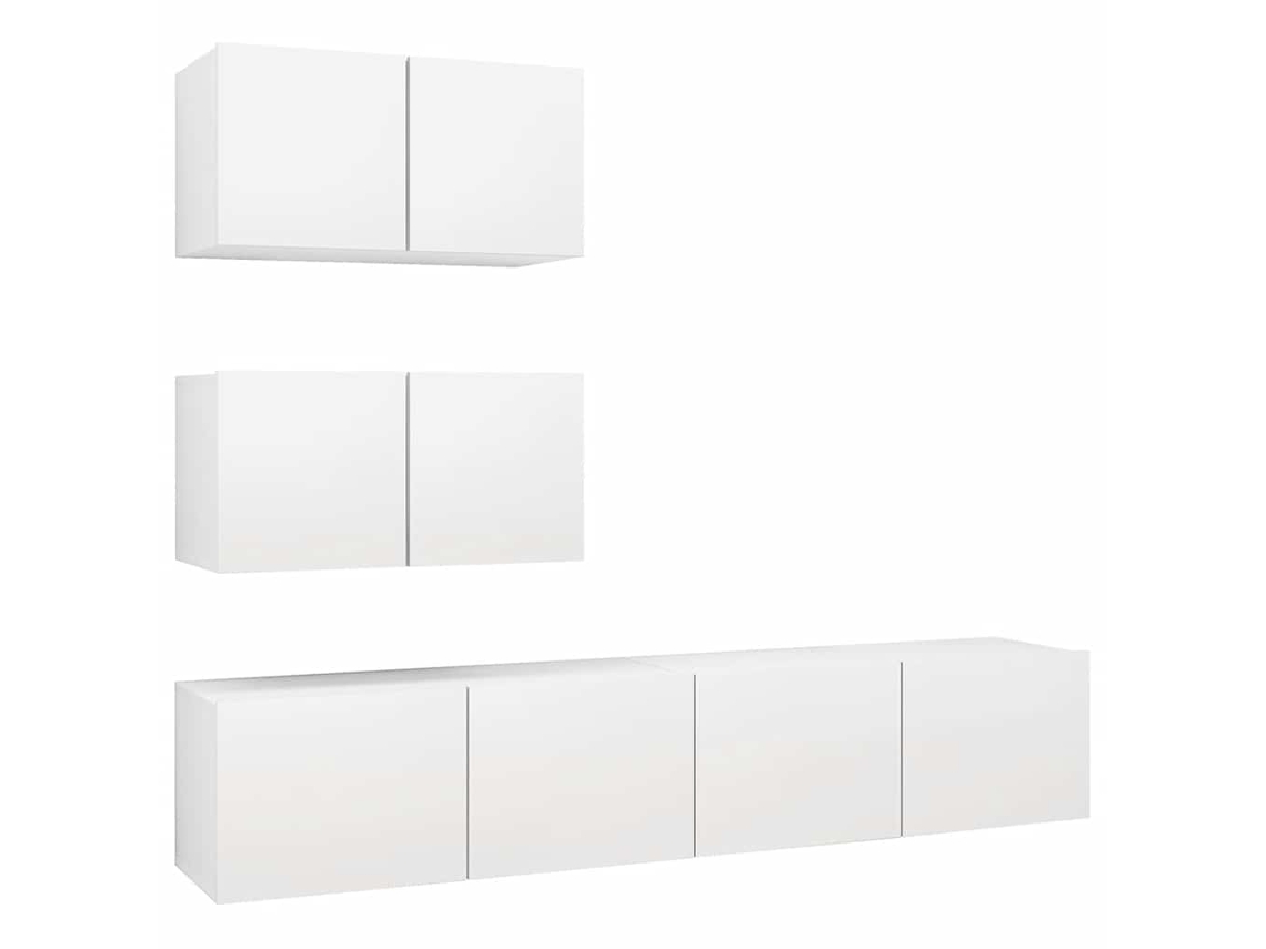 Conjunto de 4 móbiles de TV inspirados na Madeira Branco MAISON EXCLUSIVE