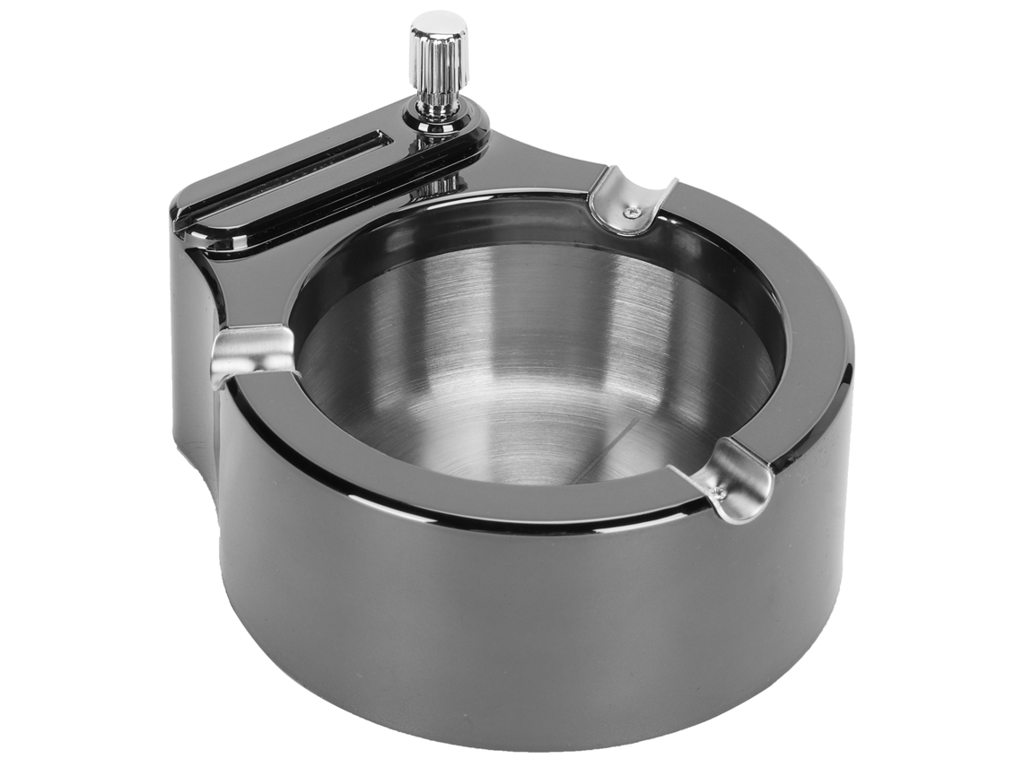 Cinzeiro de aço inox, com isqueiro e palitos, resistente, casa, escritório S/MARCA