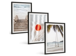Conjunto De Pinturas Férias Em Escada De Madeira Na Praia Espelharte (3 Peças 40x60 Cm)