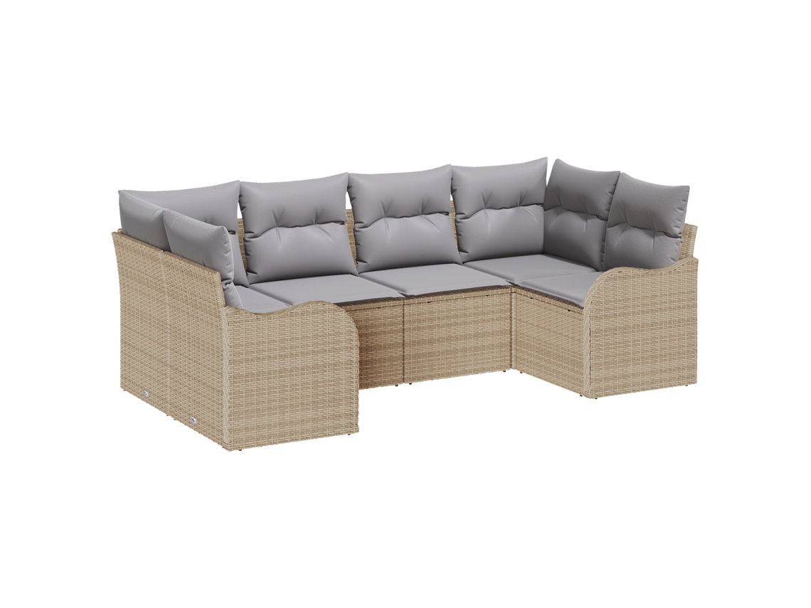 Conjunto 6 Conjunto De Sofá De Jardim Vidaxl Bege Vime Pe (55 X 55 X 37 Cm)