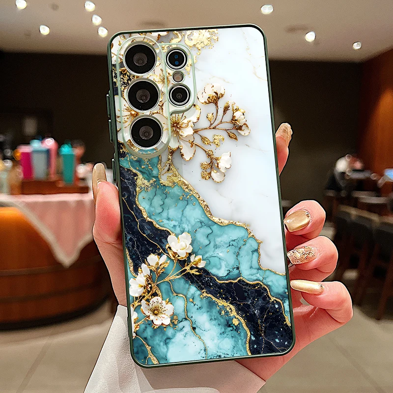 Capa Magnética Para Celular Samsung Galaxy A36 Com Estampa De Mármore (verde)
