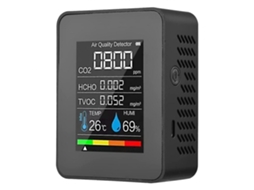 Medidor De Qualidade Do Ar 5 Em 1 Tvoc Hcho Temperatura Umidade Co2 Medidor Usb Recarregável Slowmoose