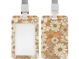 Porta Crachá Com Estampa Em Fundo Amarelo, Protetor De Cartão Vertical Com Cordão, Capa Plástica Impermeável, Estojo