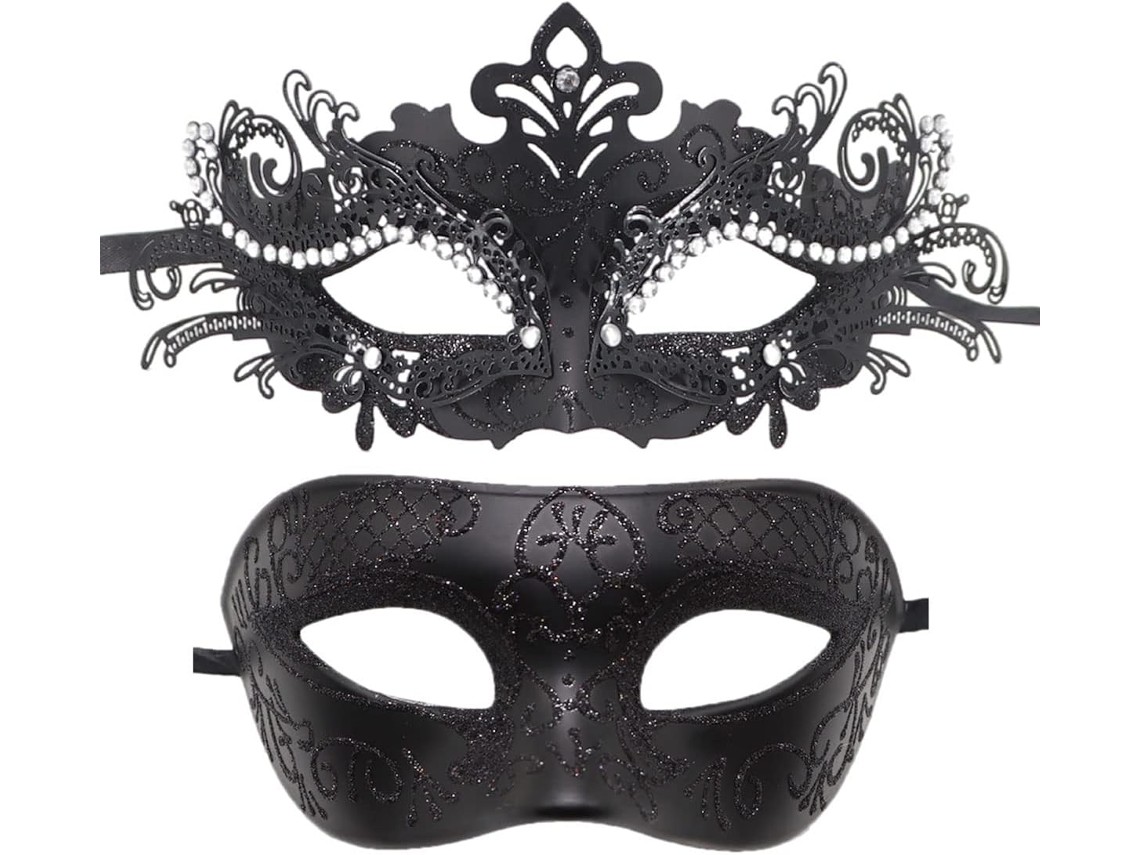 Par De Máscaras De Baile De Metal, Ferro, Borboleta, Bola, Máscara (preto), 2 Peças