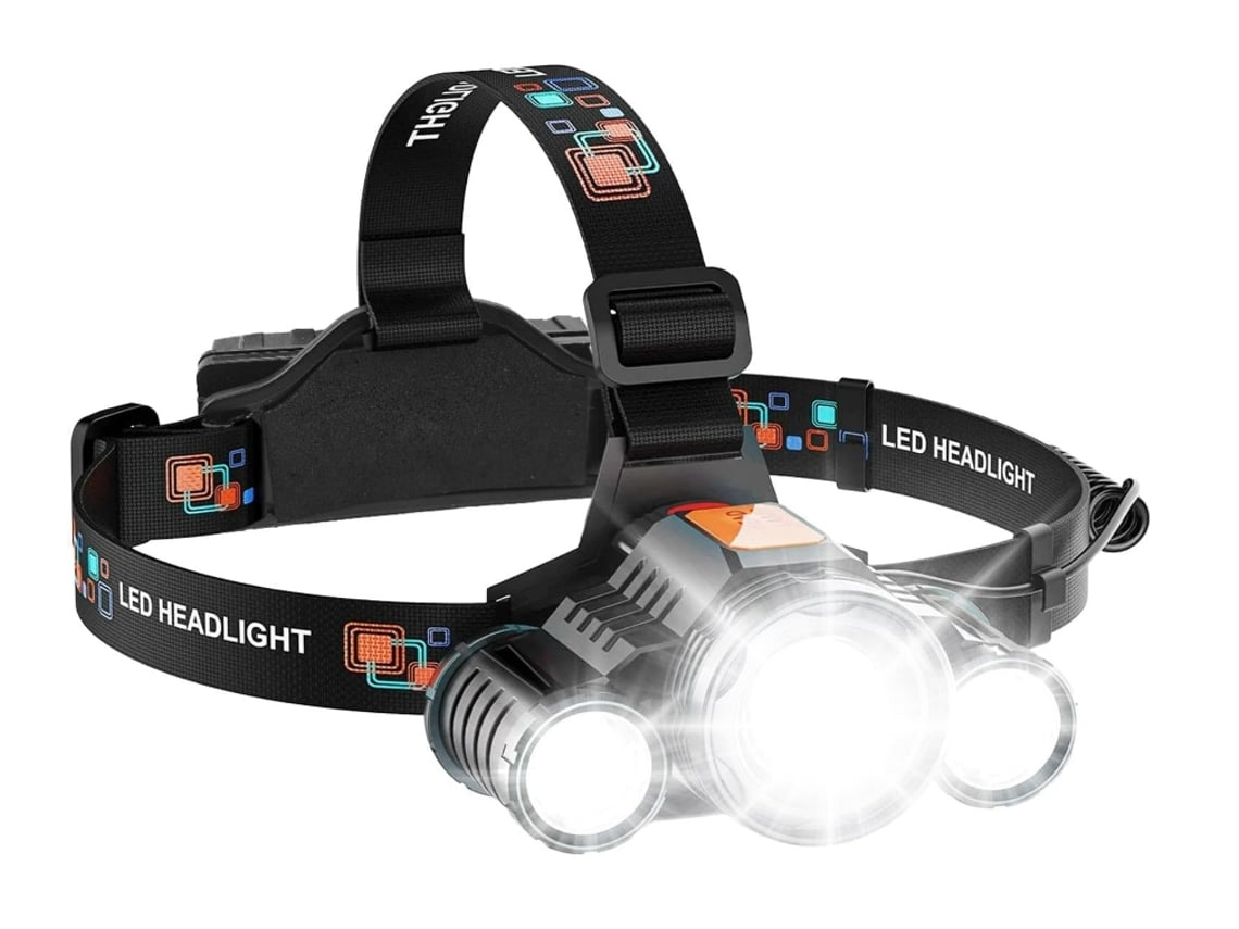 Lanterna de Cabeça Led Super Brilhante Zoomable 5000 Lumen Lanternas de Cabeça Farol 3 Leds Farol de 5 Modos Preto BISBISOUS VIGA EUROPE