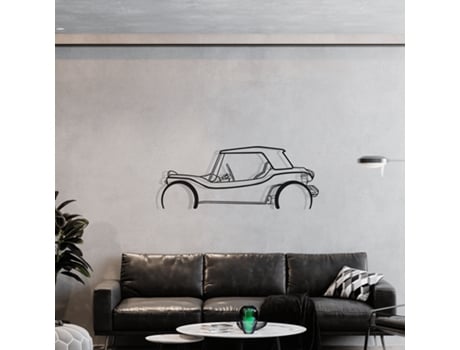 Meyers Manx Buggy Decoração de Parede de Metal Silhueta de Carro Obra de Arte Retrô Icônica e para a Decoração de Interiores