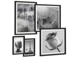 Conjunto De Pinturas Preto E Branco Natureza Cidade Espelharte (5 Peças)