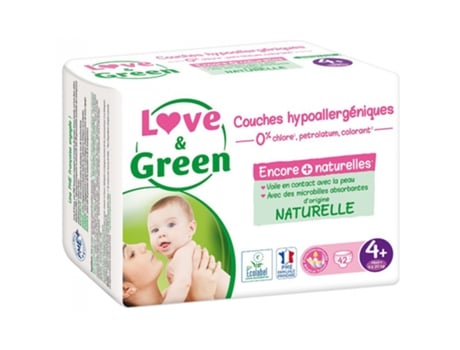 Fralda Hipoalergênica 42 Tamanho 4 9-20 kg LOVE & GREEN