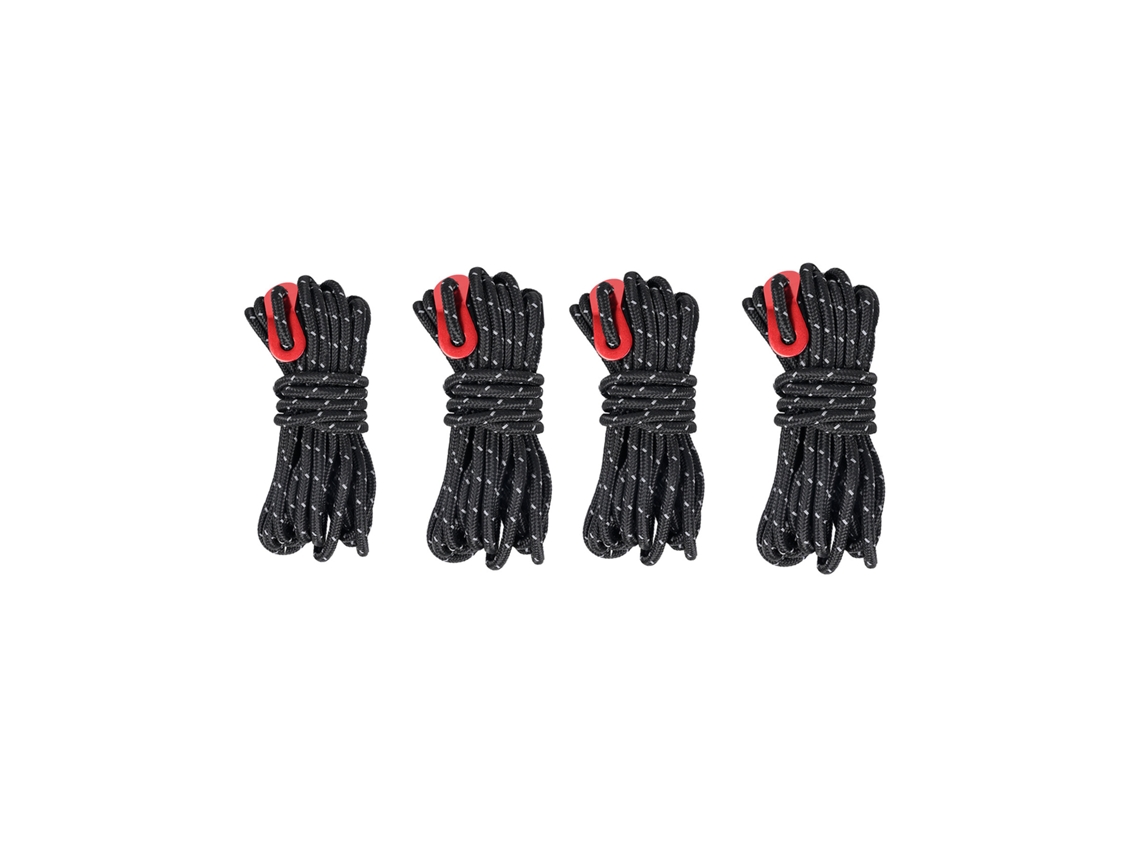 Conjunto de 4 Cordas Refletoras AQUAFORGE para Camping, Pretas