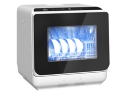 Lava louças de mesa, mini, com tanque de 6 litros, 5 programas, display led, secagem, branco