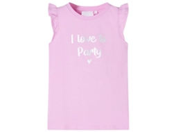 T-shirt Para Criança Manga Com Folhos Lilás 128