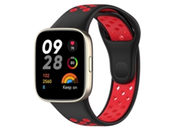 Bracelete para Redmi Watch 3 XIAOMOYU em Silicone Esportivo com Botão de Pressão Preto e Vermelho