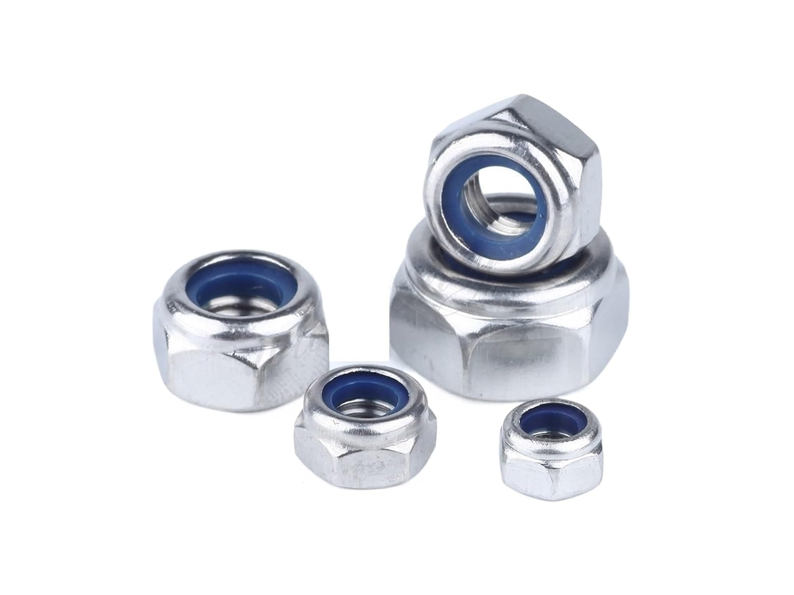 Porca Autotravante Em Aço Inoxidável Com Inserto, 2 5 20 50 Peças, Din985 304-porcas Sextavadas Autotravantes Em Nylon E