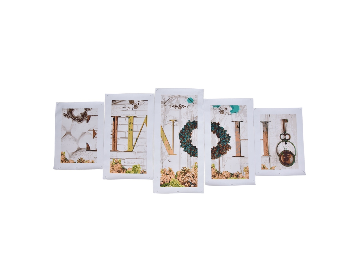 Kit de 5 Quadros em Tela com a Letra "home" para Decoração de Parede, Sem Moldura, para Sala de Estar e Quarto CHABERLU