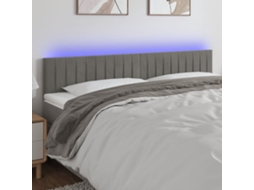 Vidaxl Cabeceira De Cama C/luzes Led Veludo 180x5x78/88 Cm Cinza-claro
