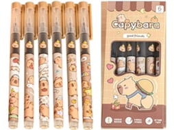 Canetas Esferográficas Fofas, Conjunto De 6 Em Gel Da Capybara,
