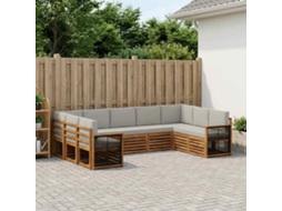 Vidaxl Conjunto De Sofá Sectional 7 Pcs Natural E Cinzento-claro
