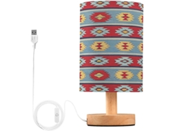Abajur De Cabeceira Com Estampa Étnica Para Quarto, Portas De Carregamento Usb C, Luminária De Mesa Cabeceira, Luminária
