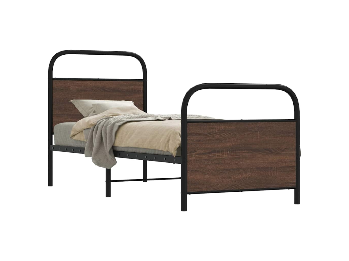 Vidaxl Estrutura Cama S/ Colchão Derivados Madeira Carvalho Castanho