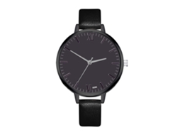 Relógio de Pulso Feminino de Quartzo com Pulseira de Couro Pu Estilo Simples Zhoulianfa Preto