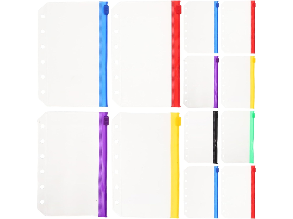 Organizador A7 para pastas com zíper, 30 peças em PVC Fosco, 6 núcleos classificados, organizadores internos para pastas com 6 furos.