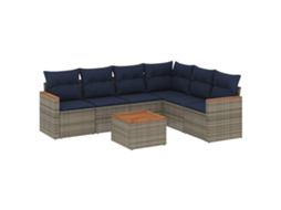 Conjunto de Sofá de Jardim, 7 Peças, Almofadas, Rattan Cinza MAISON EXCLUSIVE
