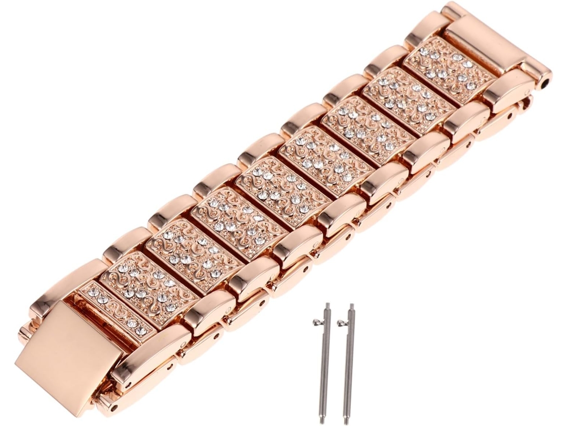 Pulseira De Metal Cravejada Diamantes, Compatível Com Smartwatch.
