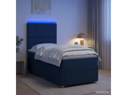 Vidaxl Cama Box Com Led E Colchão Azul 80 X 200 Cm Tecido