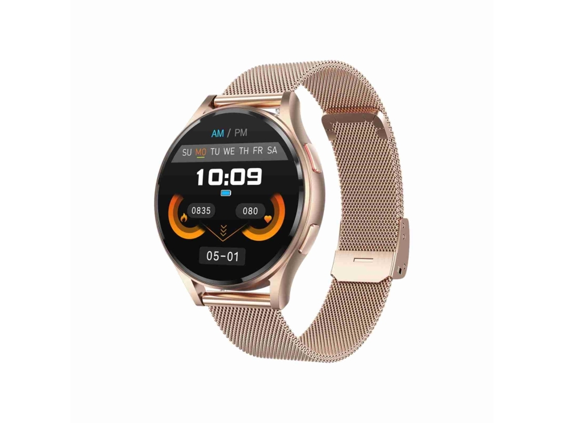 Pulseira Inteligente Em Aço Milanês De 1,43 Polegadas (ouro Rosa) Com Suporte Para Ecg/teste Não Invasivo De Glicemia.