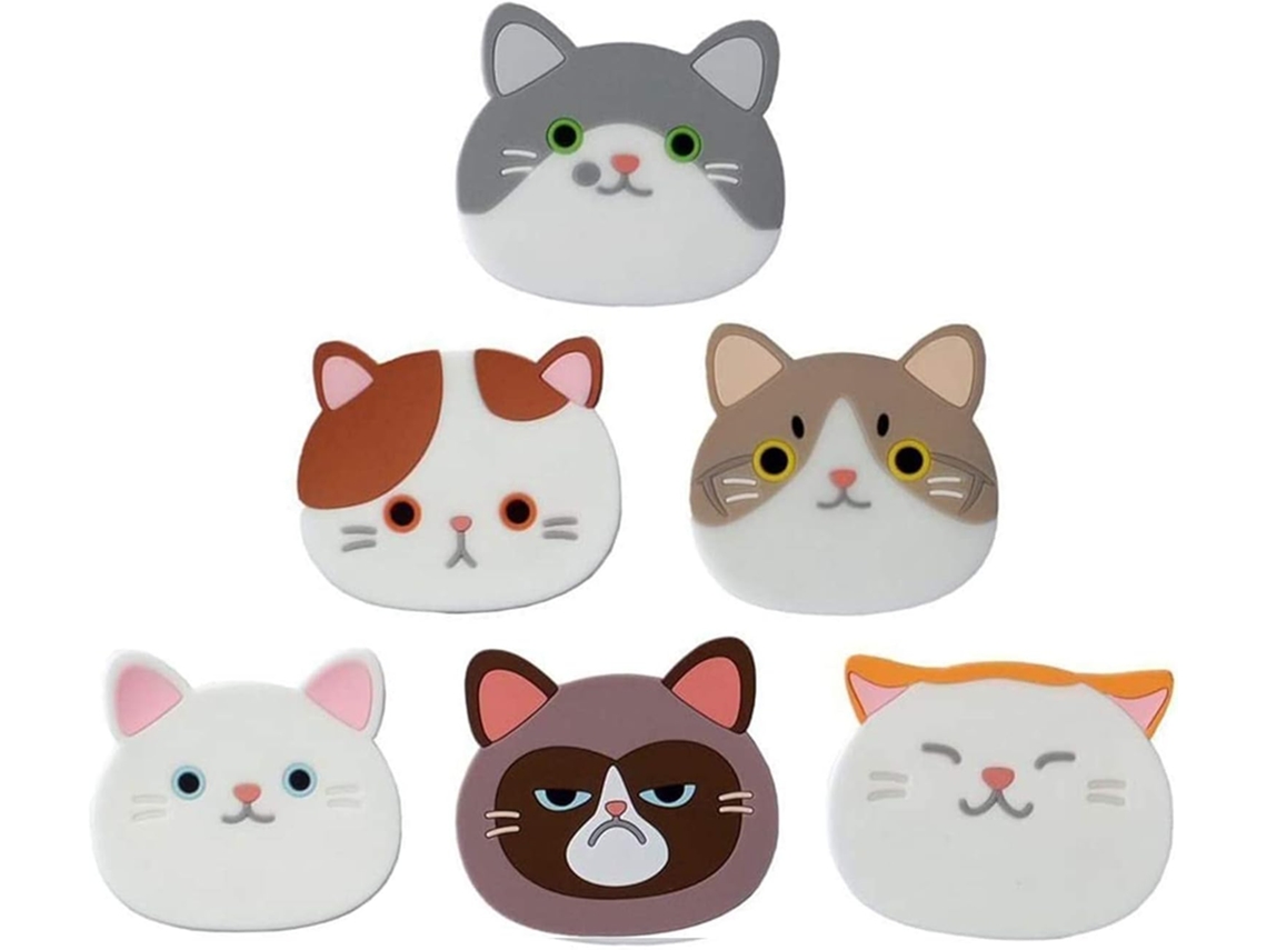 Conjunto de Porta copos AQUAFORGE de silicone com formato de gatinho