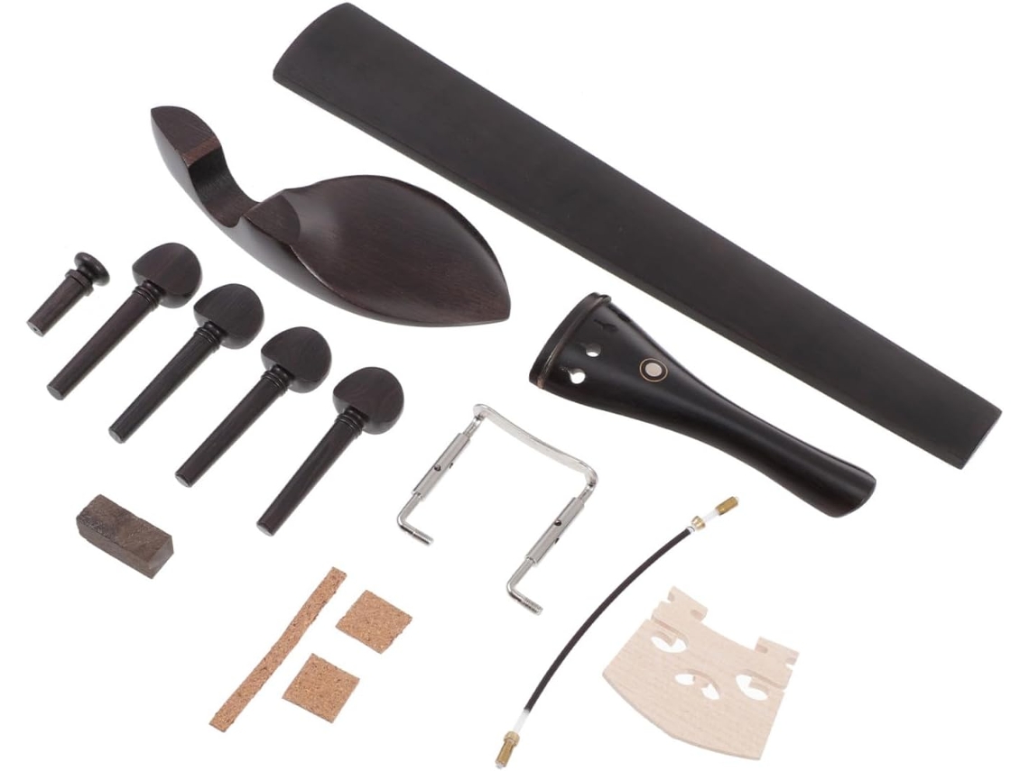 Conjunto Completo De Acessórios Para Violino Em Madeira De Ébano E Bordo