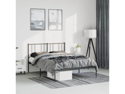 Vidaxl Estrutura De Cama Em Metal Com Cabeceira 150x200 Cm Preto