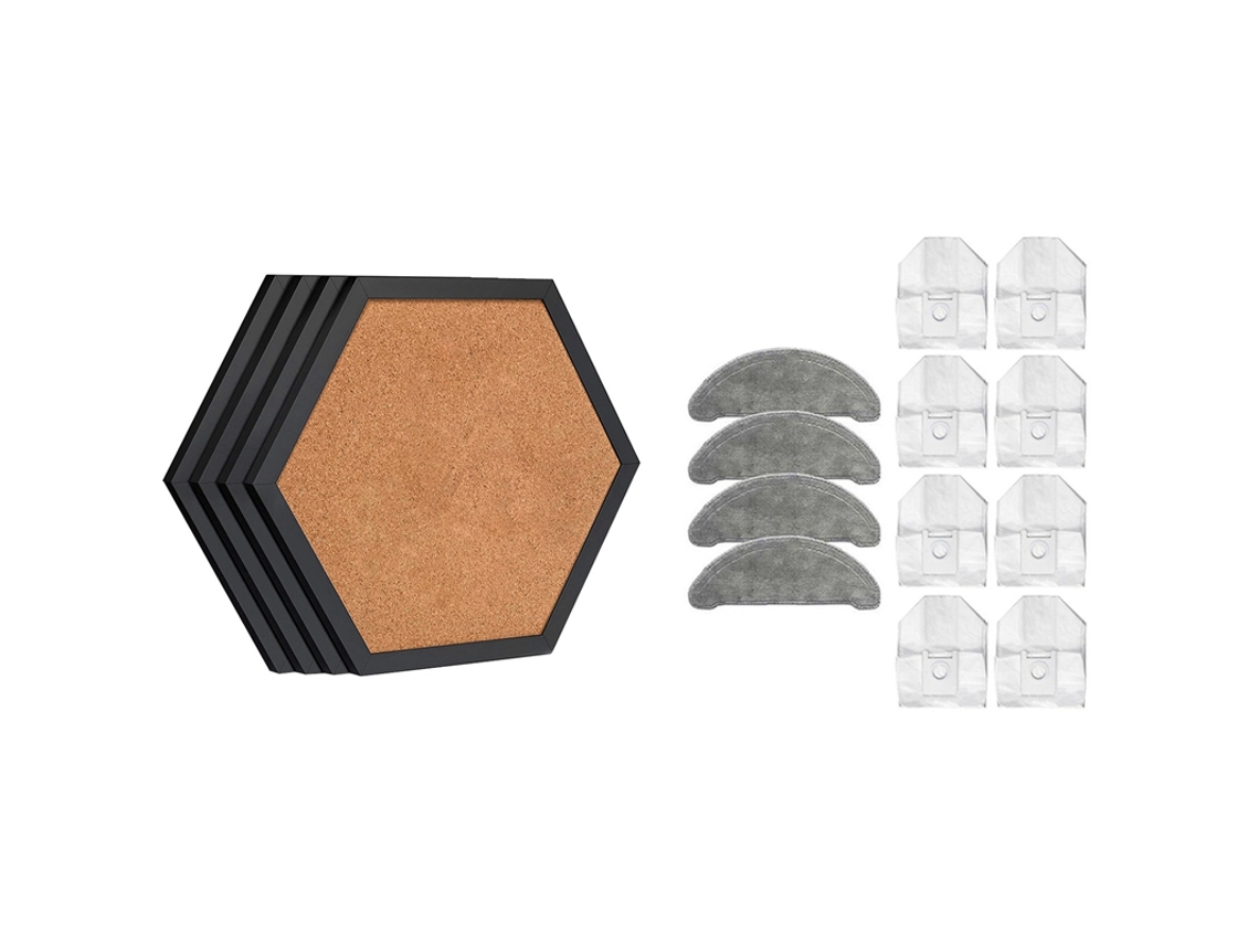 12 peças para roidmi eve plus robô aspirador de pó saco pano mop & 4 pacotes placa de cortiça, placas de cortiça