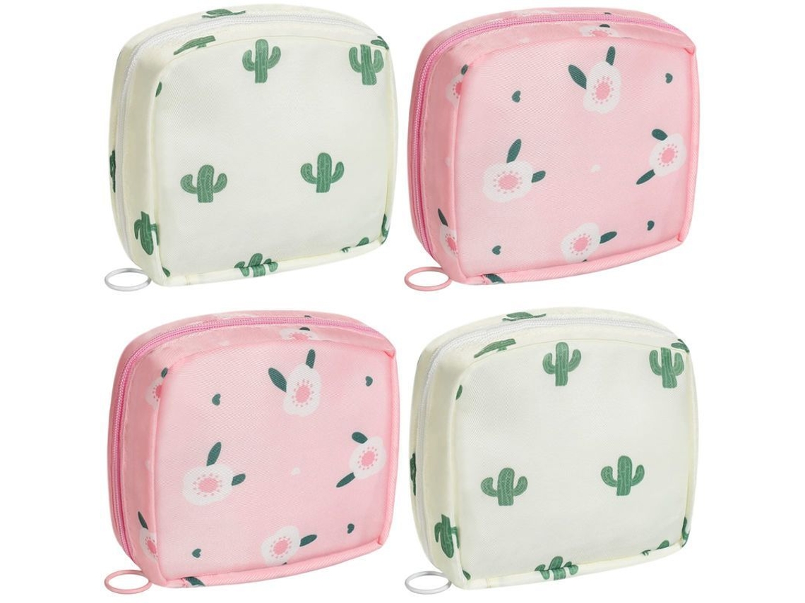 S/MARCA Bolsas de Maquiagem Pequenas, portáteis, com zíper, estampa de plantas